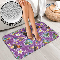 Hawaiian Island Shapes-Iconic Landscape Bathroom Set with Plumeria and Palaka Purple Color LT03 - Polynesian Pride