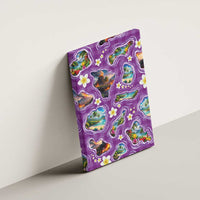 Hawaiian Island Shapes-Iconic Landscape Canvas Wall Art with Plumeria and Palaka Purple Color LT03 - Polynesian Pride