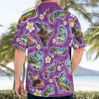 Hawaiian Island Shapes-Iconic Landscape Hawaiian Shirt with Plumeria and Palaka Purple Color LT03 - Polynesian Pride