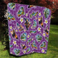 Hawaiian Island Shapes-Iconic Landscape Quilt with Plumeria and Palaka Purple Color LT03 - Polynesian Pride