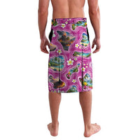 Hawaiian Island Shapes-Iconic Landscape Lavalava with Plumeria and Palaka Pink Color