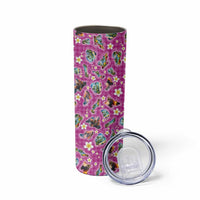 Hawaiian Island Shapes-Iconic Landscape Skinny Tumbler with Plumeria and Palaka Pink Color