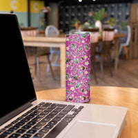 Hawaiian Island Shapes-Iconic Landscape Skinny Tumbler with Plumeria and Palaka Pink Color