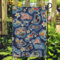 Hawaii Islands Map Design with Japanese Landscape Garden Flag Hawaiian Japan Fusion Art Navy Color