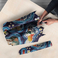 Hawaii Islands Map Design with Japanese Landscape Umbrella Hawaiian Japan Fusion Art Navy Color