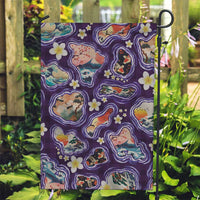 Hawaii Islands Map Design with Japanese Landscape Garden Flag Hawaiian Japan Fusion Art Purple Color