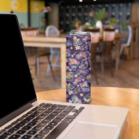 Hawaii Islands Map Design with Japanese Landscape Skinny Tumbler Hawaiian Japan Fusion Art Purple Color