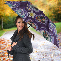 Hawaii Islands Map Design with Japanese Landscape Umbrella Hawaiian Japan Fusion Art Purple Color