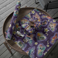 Hawaii Islands Map Design with Japanese Landscape Wrapping Paper Hawaiian Japan Fusion Art Purple Color LT03 - Polynesian Pride