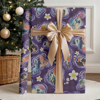 Hawaii Islands Map Design with Japanese Landscape Wrapping Paper Hawaiian Japan Fusion Art Purple Color LT03 - Polynesian Pride