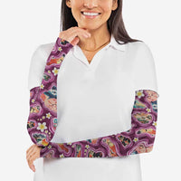 Hawaii Islands Map Design with Japanese Landscape Arm Sleeves Hawaiian Japan Fusion Art Pink Color