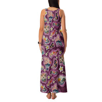 Hawaii Islands Map Design with Japanese Landscape Family Matching Tank Maxi Dress and Hawaiian Shirt Hawaiian Japan Fusion Art Pink Color