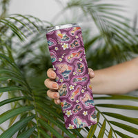 Hawaii Islands Map Design with Japanese Landscape Skinny Tumbler Hawaiian Japan Fusion Art Pink Color