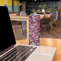 Hawaii Islands Map Design with Japanese Landscape Skinny Tumbler Hawaiian Japan Fusion Art Pink Color