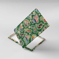 Hawaiian and Japanese Culture Together Canvas Wall Art Hawaiian Island Shapes with Japanese Landscape Green Color
