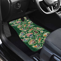 Hawaiian and Japanese Culture Together Car Mats Hawaiian Island Shapes with Japanese Landscape Green Color