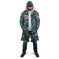 Hawaiian and Japanese Culture Together Cloak Hawaiian Island Shapes with Japanese Landscape Teal Color