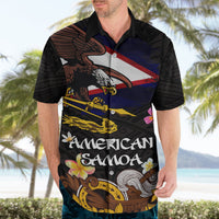 American Samoa Fue and Kava Bowl Hawaiian Shirt Plumeria and Polynesian Pattern