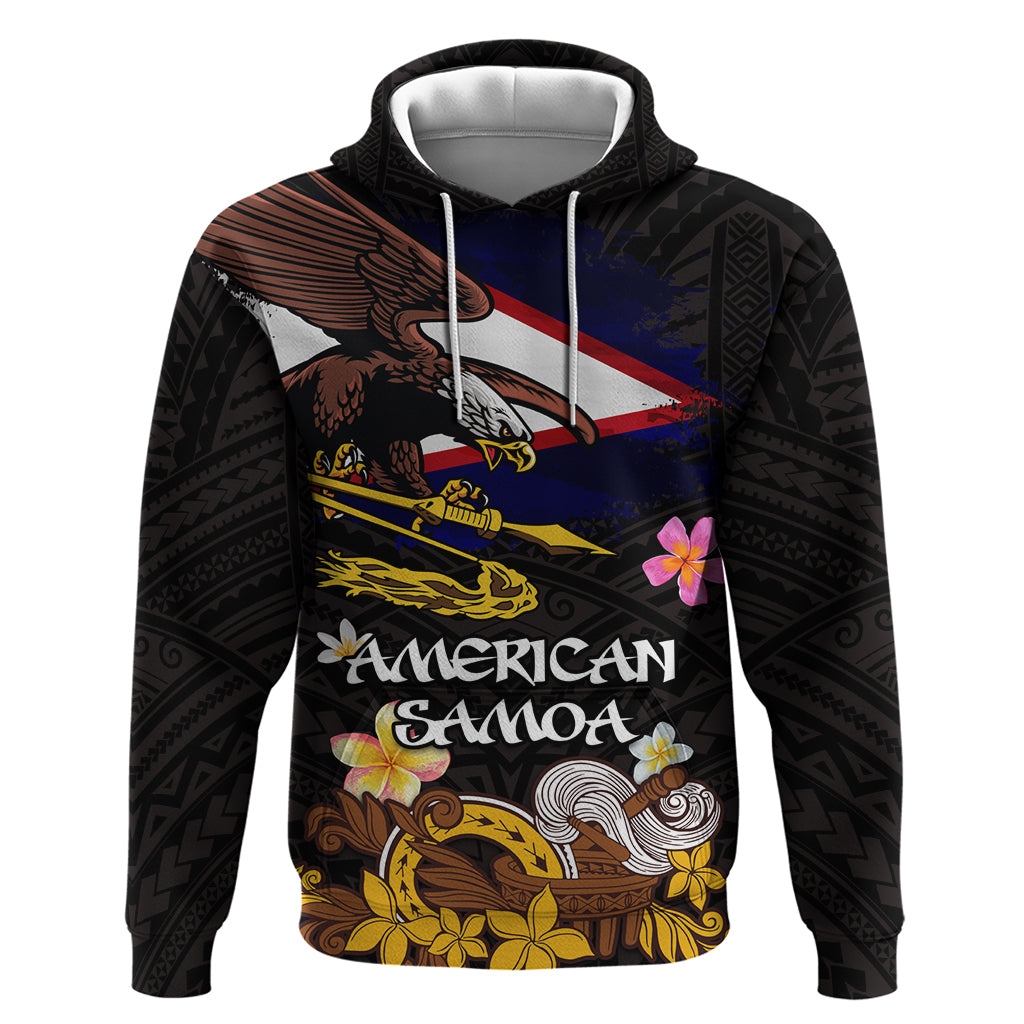 American Samoa Fue and Kava Bowl Hoodie Plumeria and Polynesian Pattern