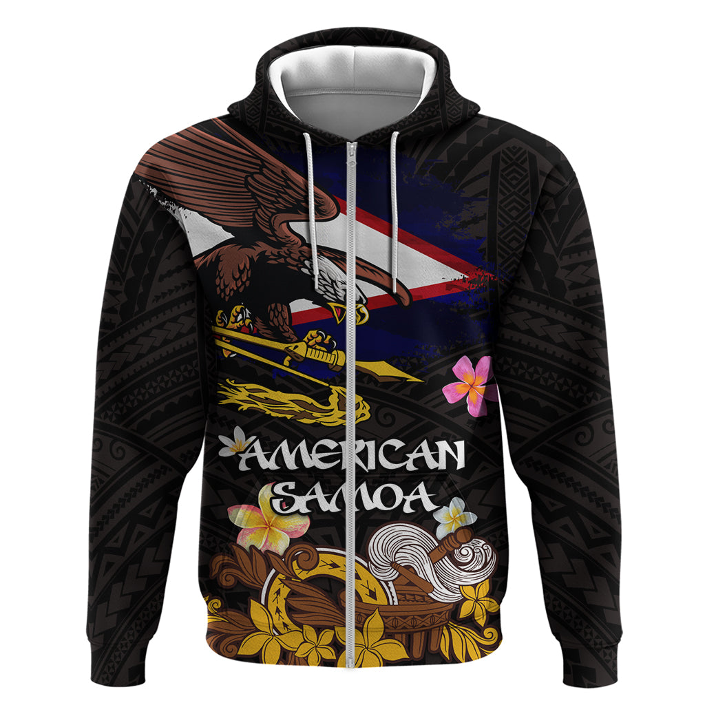 American Samoa Fue and Kava Bowl Hoodie Plumeria and Polynesian Pattern