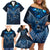 New Zealand Matariki Family Matching Off Shoulder Short Dress and Hawaiian Shirt Maori Pattern and Kiwi Bird Haka Dance Sky Night