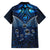 New Zealand Matariki Family Matching Off Shoulder Short Dress and Hawaiian Shirt Maori Pattern and Kiwi Bird Haka Dance Sky Night