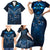 New Zealand Matariki Family Matching Short Sleeve Bodycon Dress and Hawaiian Shirt Maori Pattern and Kiwi Bird Haka Dance Sky Night