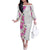 Hawaii Tropical Leaves and Flowers Family Matching Off The Shoulder Long Sleeve Dress and Hawaiian Shirt Tribal Polynesian Pattern White Style