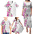 Hawaii Tropical Leaves and Flowers Family Matching Puletasi and Hawaiian Shirt Tribal Polynesian Pattern White Style