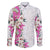 Hawaii Tropical Leaves and Flowers Family Matching Puletasi and Hawaiian Shirt Tribal Polynesian Pattern White Style