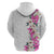 Hawaii Tropical Leaves and Flowers Hoodie Tribal Polynesian Pattern White Style