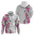 Hawaii Tropical Leaves and Flowers Hoodie Tribal Polynesian Pattern White Style
