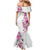 Hawaii Tropical Leaves and Flowers Mermaid Dress Tribal Polynesian Pattern White Style