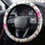 Hawaii Tropical Leaves and Flowers Steering Wheel Cover Tribal Polynesian Pattern White Style