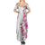 Hawaii Tropical Leaves and Flowers Summer Maxi Dress Tribal Polynesian Pattern White Style