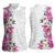 Hawaii Tropical Leaves and Flowers Women Sleeveless Polo Shirt Tribal Polynesian Pattern White Style