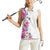 Hawaii Tropical Leaves and Flowers Women Sleeveless Polo Shirt Tribal Polynesian Pattern White Style