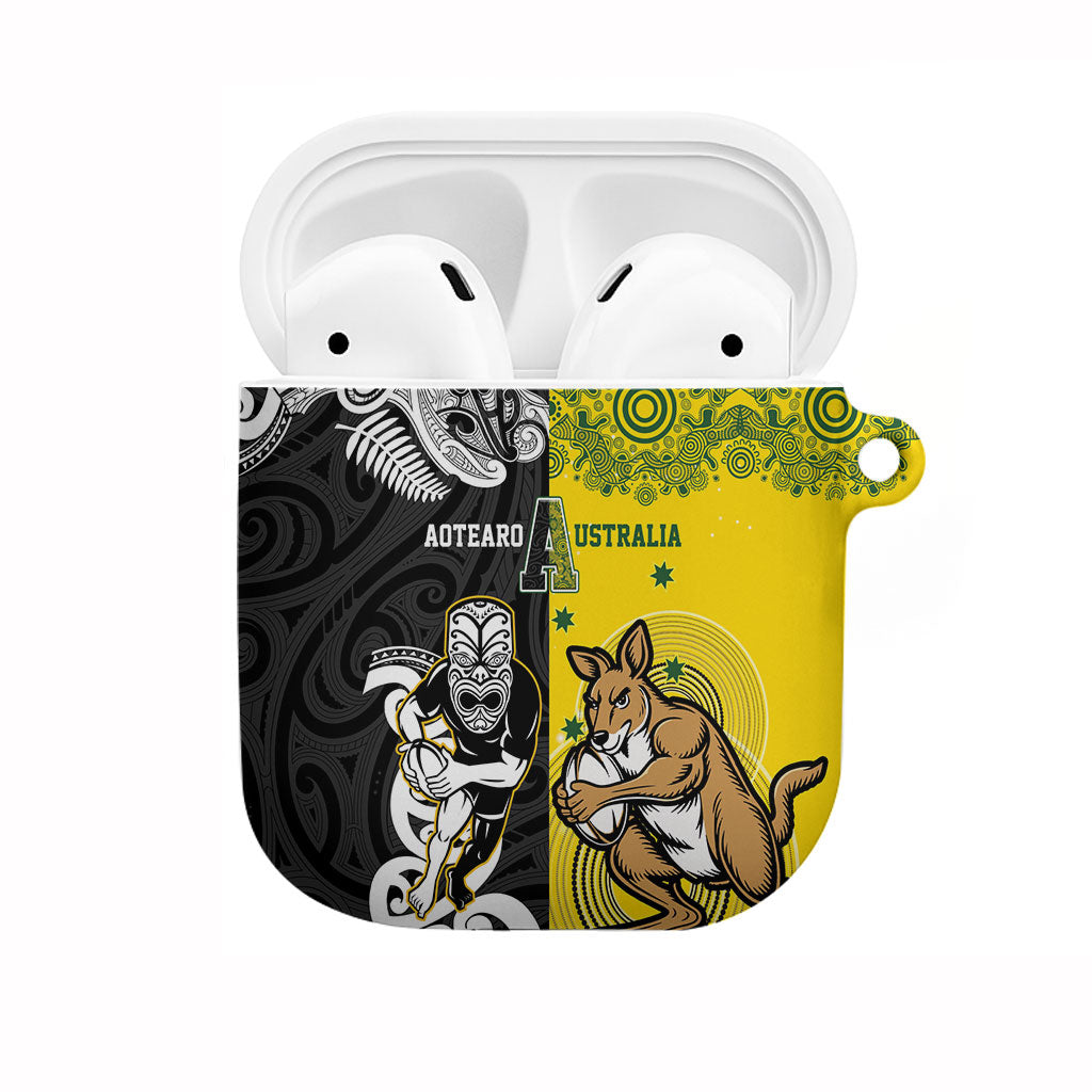 Aotearoa New Zealand and Australia Rugby AirPods Case Maori Koru and Aboriginal Dot Art Cultural Heritage LT03 Multicolor - Polynesian Pride