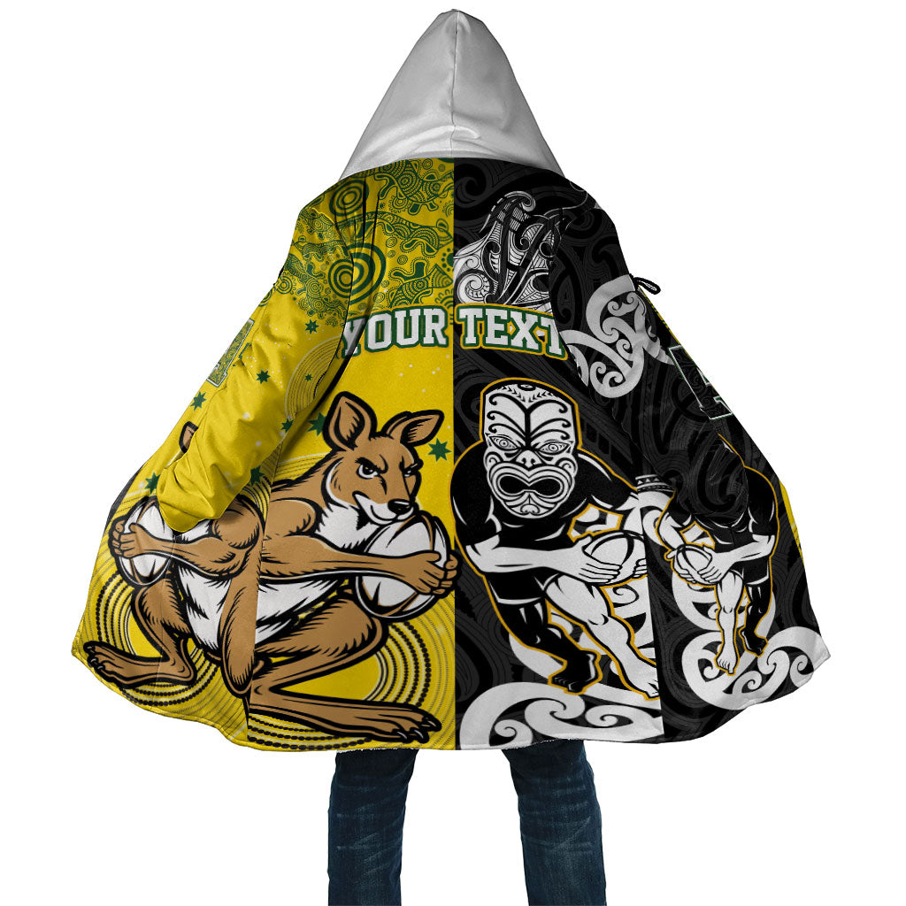 Aotearoa New Zealand and Australia Rugby Personalized Cloak Maori Koru and Aboriginal Dot Art Cultural Heritage LT03 Unisex Multicolor - Polynesian Pride