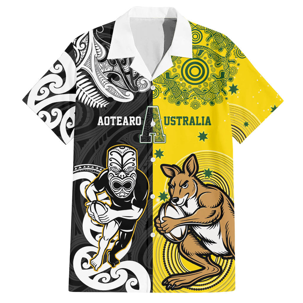 Aotearoa New Zealand and Australia Rugby Personalized Hawaiian Shirt Maori Koru and Aboriginal Dot Art Cultural Heritage LT03 Multicolor - Polynesian Pride