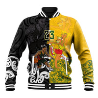 Aotearoa New Zealand And Australia Basketball Custom Baseball Jacket Maori Tribal Tattoo And Aboriginal Dot Art Heritage