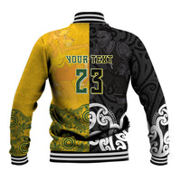 Aotearoa New Zealand And Australia Basketball Custom Baseball Jacket Maori Tribal Tattoo And Aboriginal Dot Art Heritage