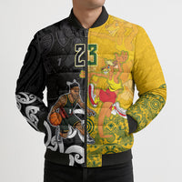 Aotearoa New Zealand And Australia Basketball Custom Bomber Puffer Jacket Maori Tribal Tattoo And Aboriginal Dot Art Heritage