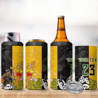Aotearoa New Zealand And Australia Basketball Custom 4 in 1 Can Cooler Tumbler Maori Tribal Tattoo And Aboriginal Dot Art Heritage