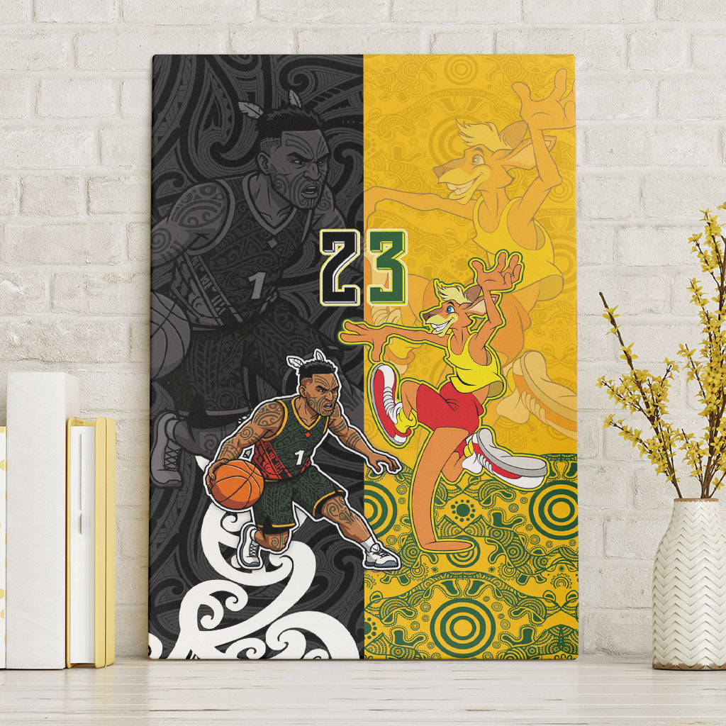 Aotearoa New Zealand And Australia Basketball Custom Canvas Wall Art Maori Tribal Tattoo And Aboriginal Dot Art Heritage