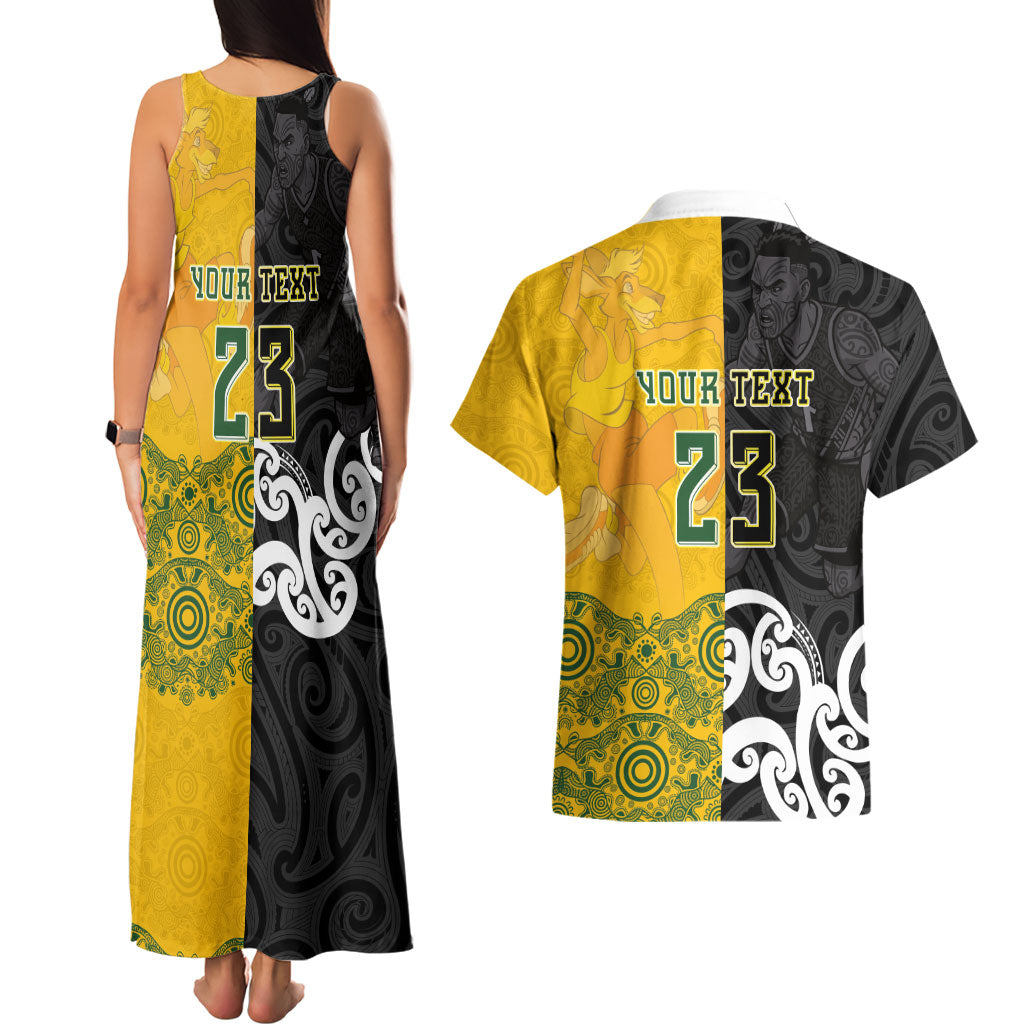 Aotearoa New Zealand And Australia Basketball Custom Couples Matching Tank Maxi Dress and Hawaiian Shirt Maori Tribal Tattoo And Aboriginal Dot Art Heritage