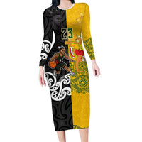 Aotearoa New Zealand And Australia Basketball Custom Family Matching Long Sleeve Bodycon Dress and Hawaiian Shirt Maori Tribal Tattoo And Aboriginal Dot Art Heritage