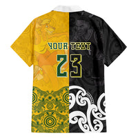 Aotearoa New Zealand And Australia Basketball Custom Family Matching Off The Shoulder Long Sleeve Dress and Hawaiian Shirt Maori Tribal Tattoo And Aboriginal Dot Art Heritage