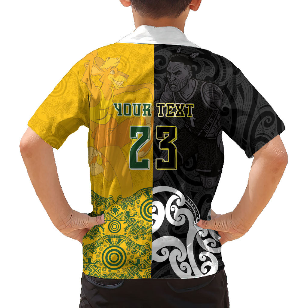 Aotearoa New Zealand And Australia Basketball Custom Family Matching Tank Maxi Dress and Hawaiian Shirt Maori Tribal Tattoo And Aboriginal Dot Art Heritage