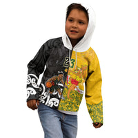 Aotearoa New Zealand And Australia Basketball Custom Kid Hoodie Maori Tribal Tattoo And Aboriginal Dot Art Heritage
